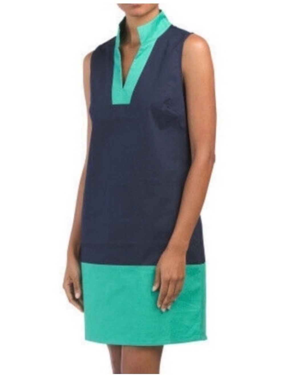 Sail to Sable sleeveless blue and green mini dress